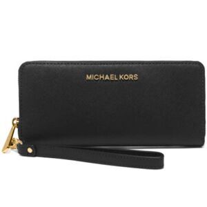 MICHAEL KORS Jet Set Black Saffiano Leather Wallet Wristlet